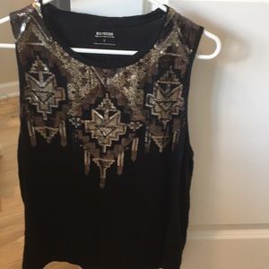 Black Aztec sequin tank top